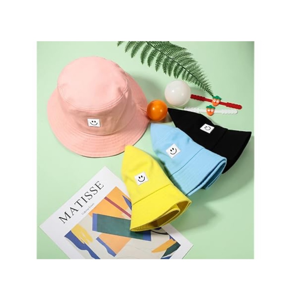 Smiley Kids Bucket Hat in White